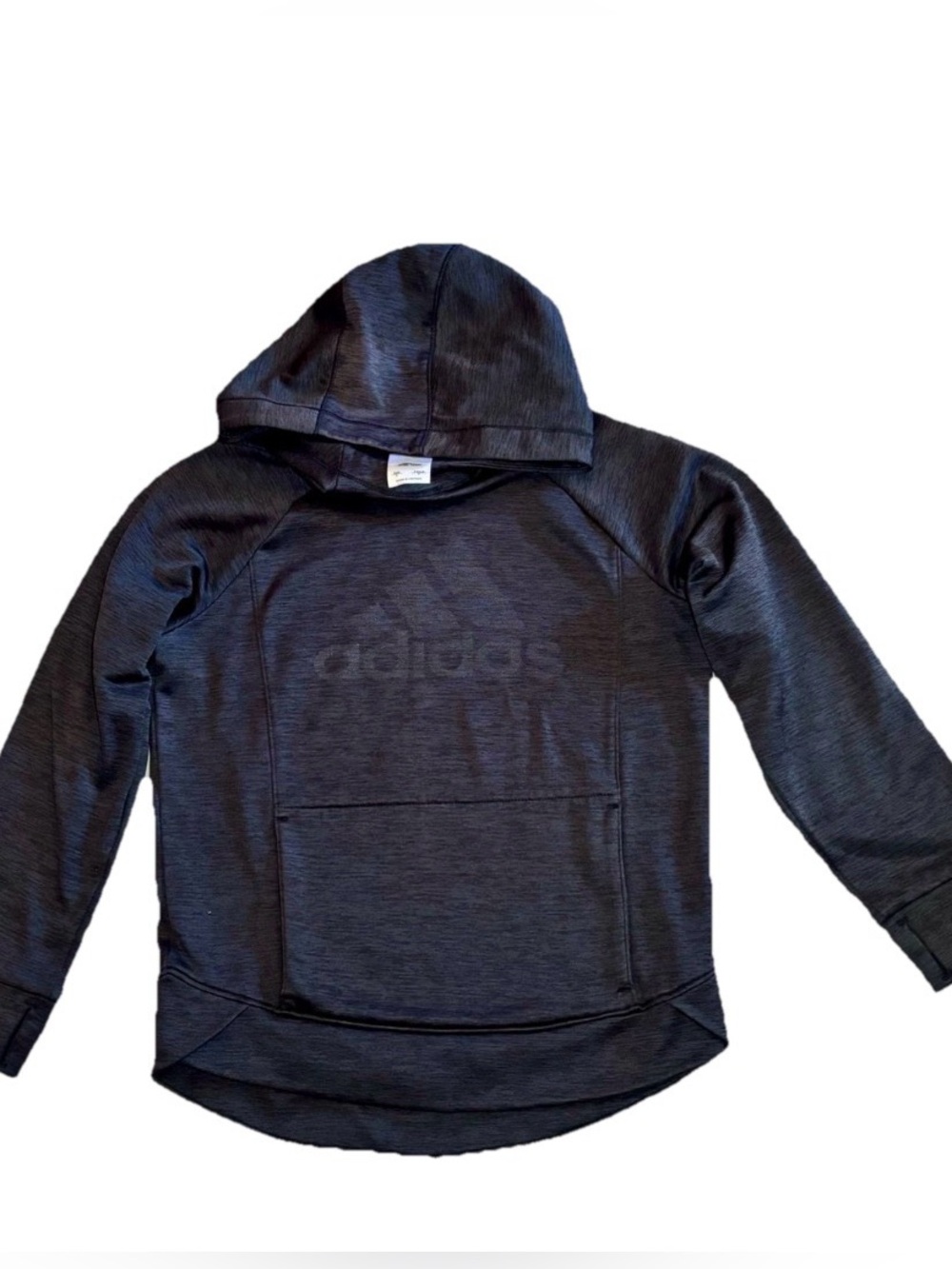 adidas Kids Black Hooded Sweatshirt with Kangaroo Pocket